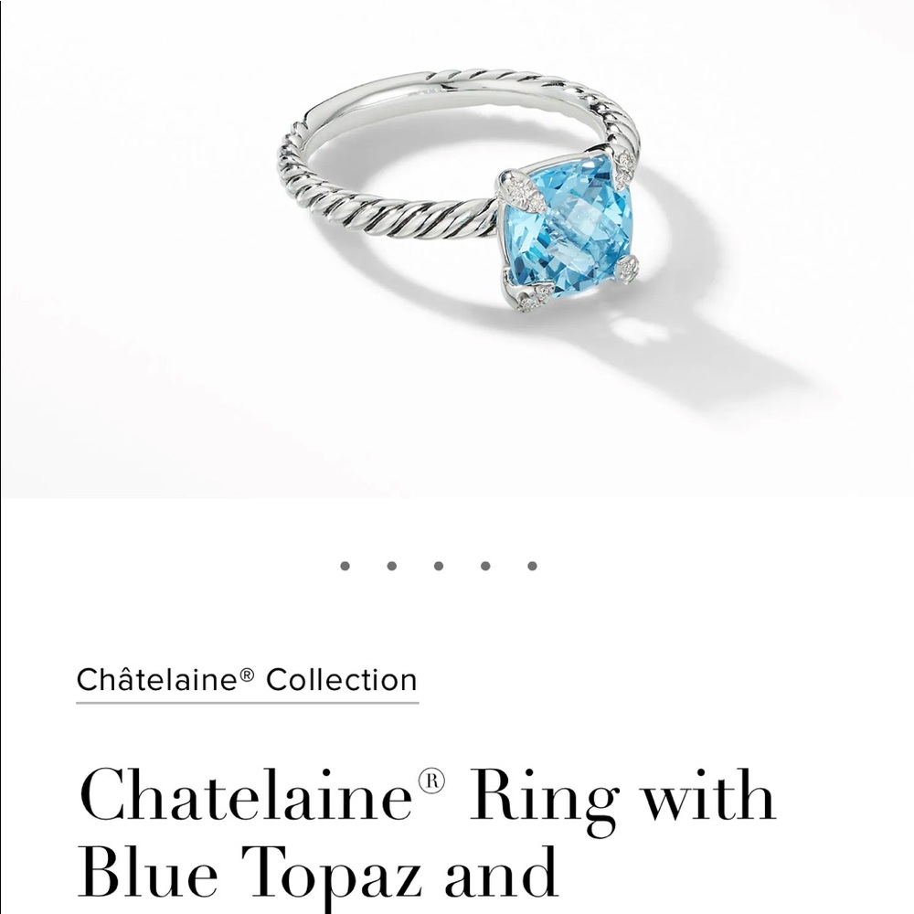 David Yurman Chatelaine Ring with Blue Topaz and Diamonds